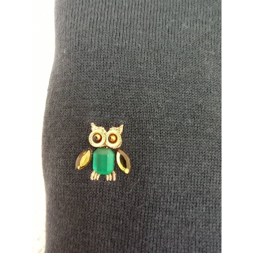 Talbots, dark teal, OWL bead sweater. UNIQUE size medium - Picture 4 of 6